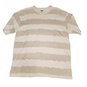 CSG Men's Striped Tee Beige Cream Brushstroke Texture Striped Short Sleeve Shirt
